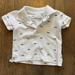 Zara White Polo Shirt with Black Sunglasses- Kids